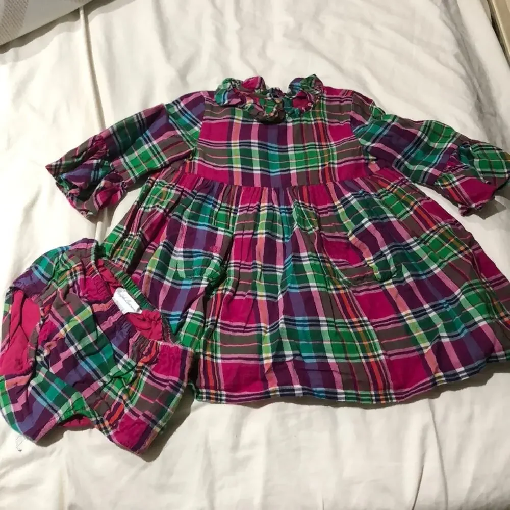 Hot pink plaid 18M dress w/bloomers worn once RL